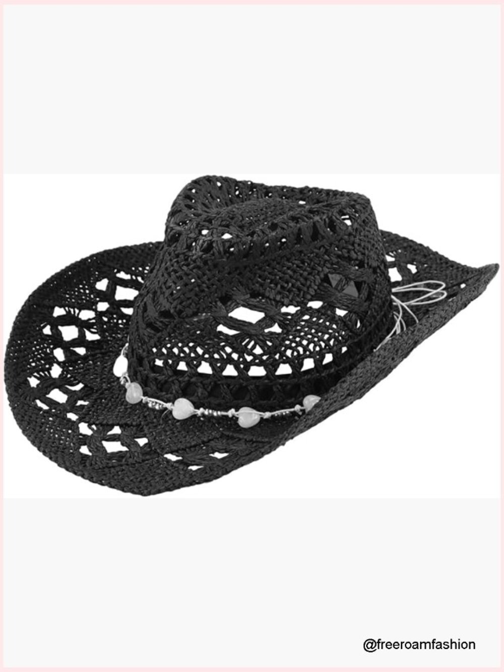 Handmade Floral Paper Straw Cowboy Hat - Breathable, Shapeable Brim, 22-23.2 in